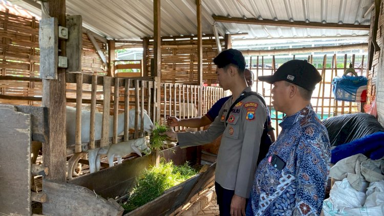 Bhabinkamtibmas Desa Janti Silaturahmi Peternak Kambing Dukung Ketahanan Pangan