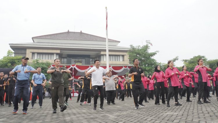 Sambut Hari Bhayangkara Ke-79, Polresta Sidoarjo Gelar Olahraga Bersama